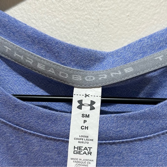 Under Armour Threadborne Heat Gear Light Baby Blue Short Sleeve Shirt - Small - Picture 3 of 5